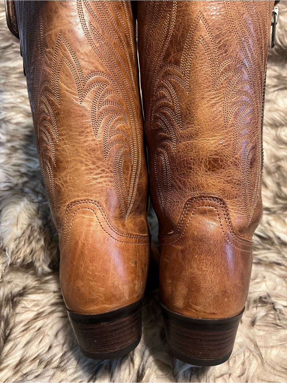Ariat Women's Tan Brown Over-the-Knee Leather Boots with Side Zip Sz 8 B - Picture 10 of 16